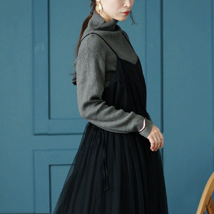 大きいサイズ レディース リボンチュールキャミワンピース　sw-0644