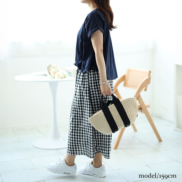 大きいサイズ レディース ギンガムチェックドッキングワンピース　plan-240084