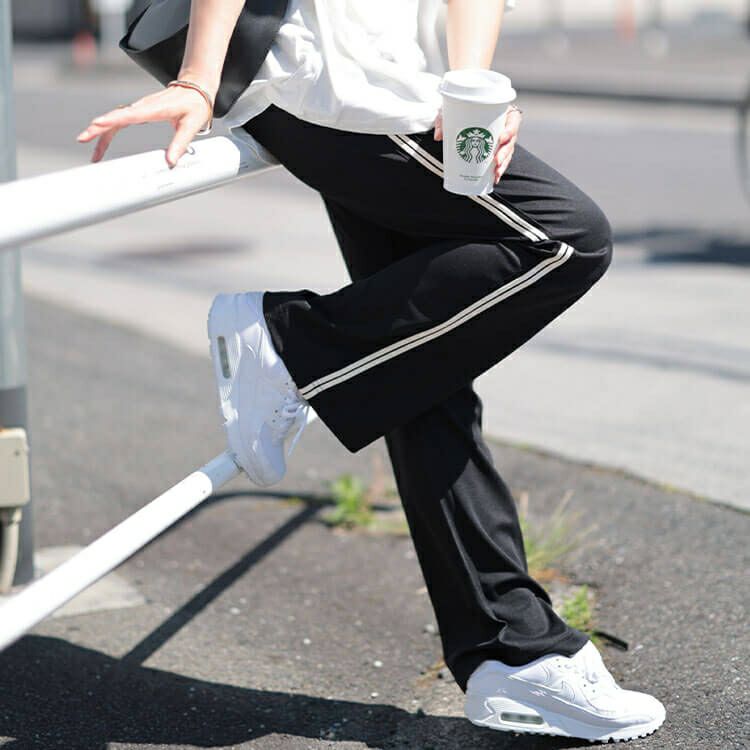 大きいサイズ レディース サイドラインテープフレアパンツ　maru-30043