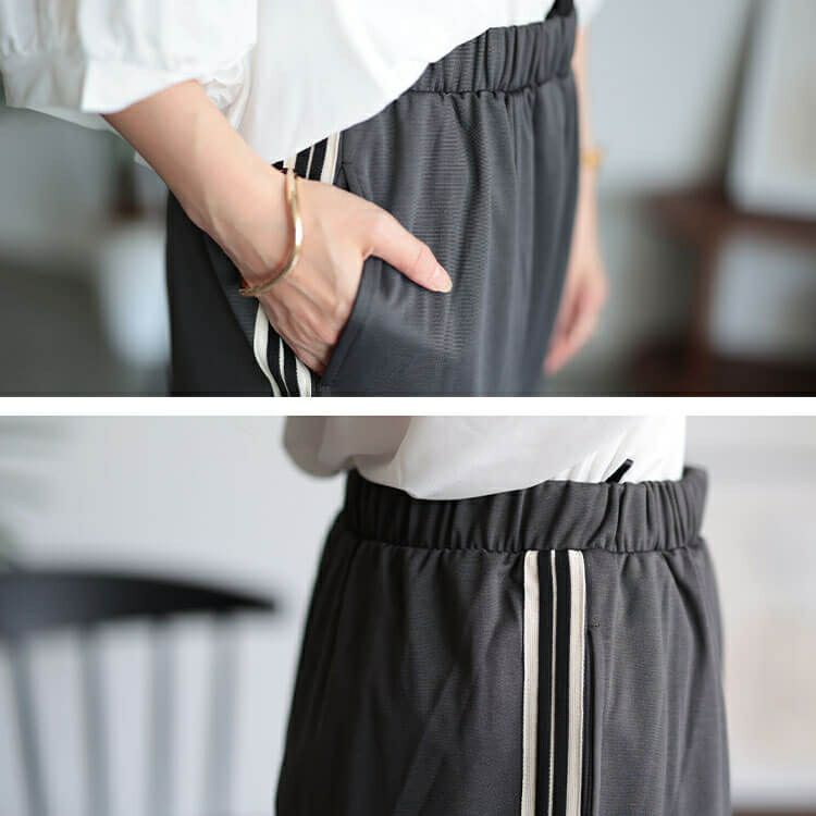 大きいサイズ レディース サイドラインテープフレアパンツ　maru-30043