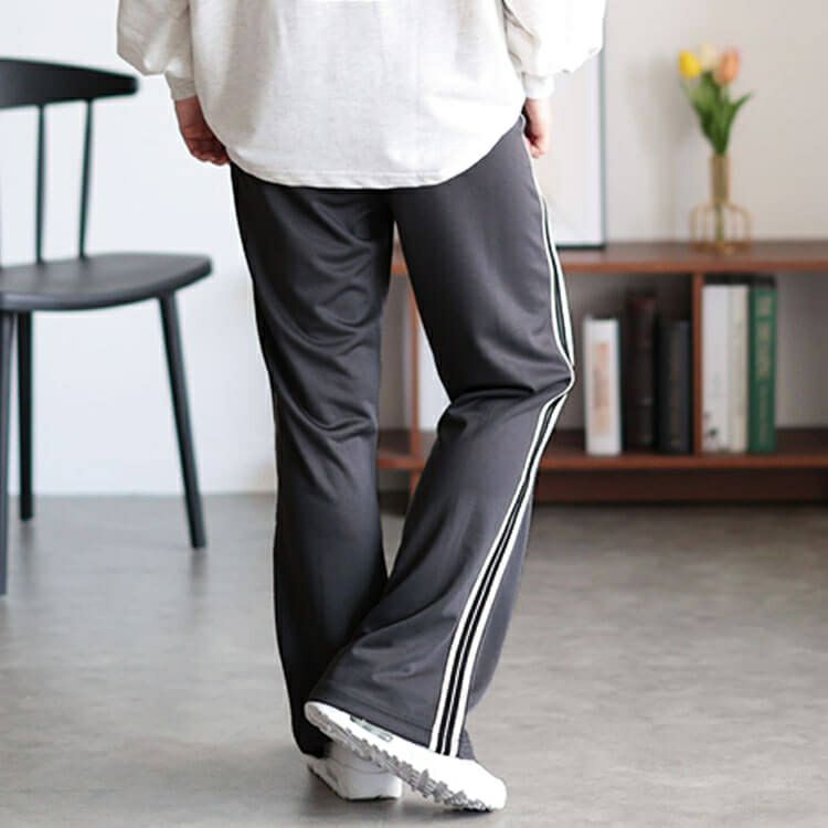 大きいサイズ レディース サイドラインテープフレアパンツ　maru-30043