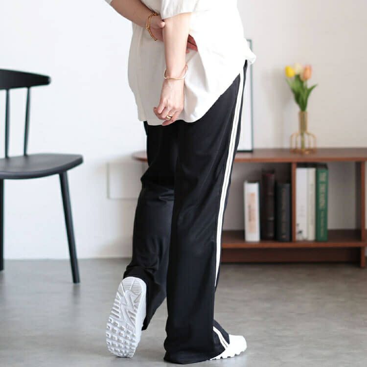 大きいサイズ レディース サイドラインテープフレアパンツ　maru-30043