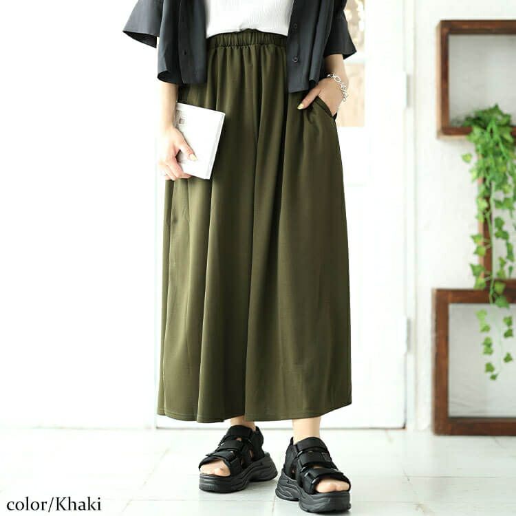 大きいサイズ レディース サイドラインテープフレアスカート　maru-30042