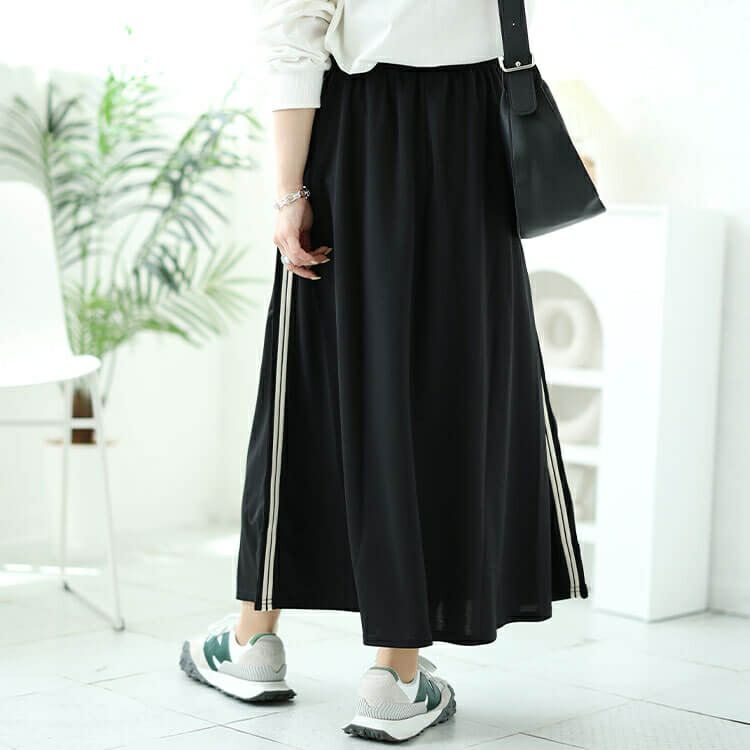 大きいサイズ レディース サイドラインテープフレアスカート　maru-30042
