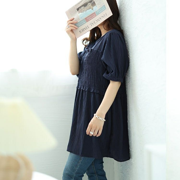 大きいサイズ レディース シャーリングビスチェドッキングペプラムチュニック　fem-494