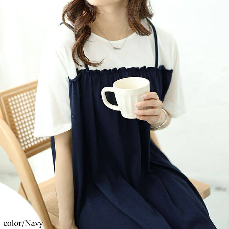 大きいサイズ レディース Tシャツドッキングキャミワンピース　cast-5544016 【メール便可】