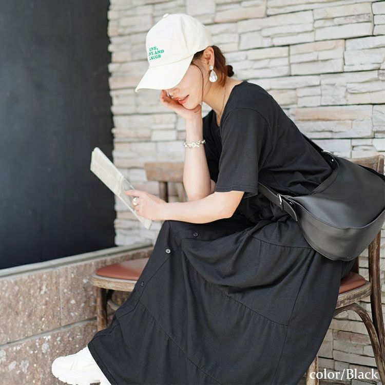 大きいサイズ レディース 前ボタンティアードマキシワンピース　cast-5544026