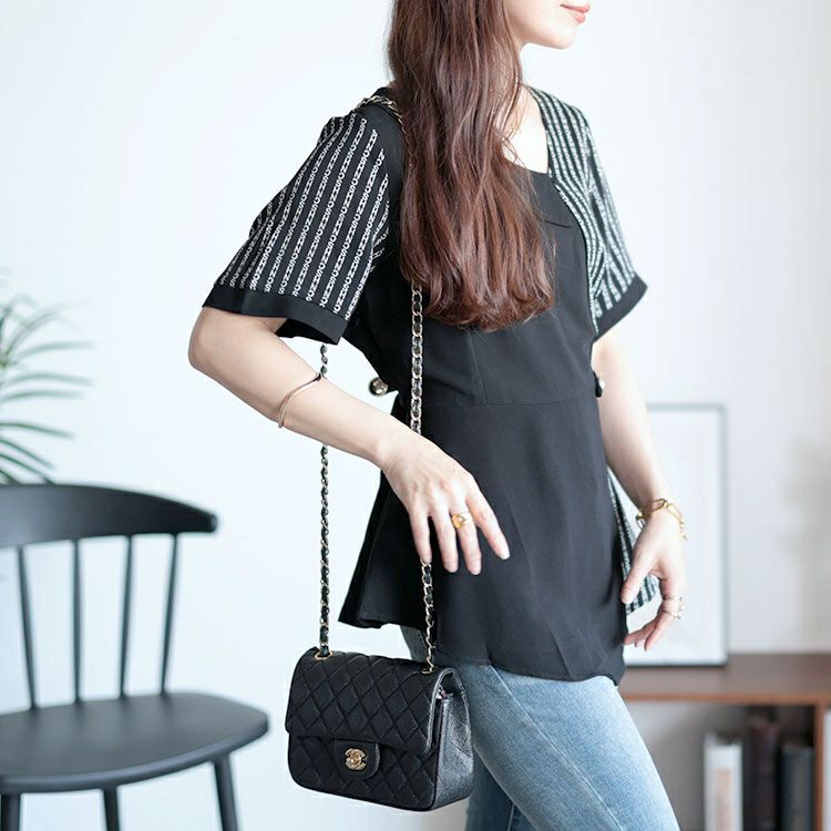 大きいサイズ レディース 柄切替えアシンメトリートップス　goldy-1525 【メール便可】