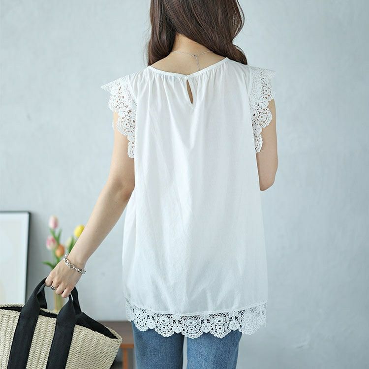 大きいサイズ レディース レース使いギャザープルオーバー　nh240350 【メール便可】