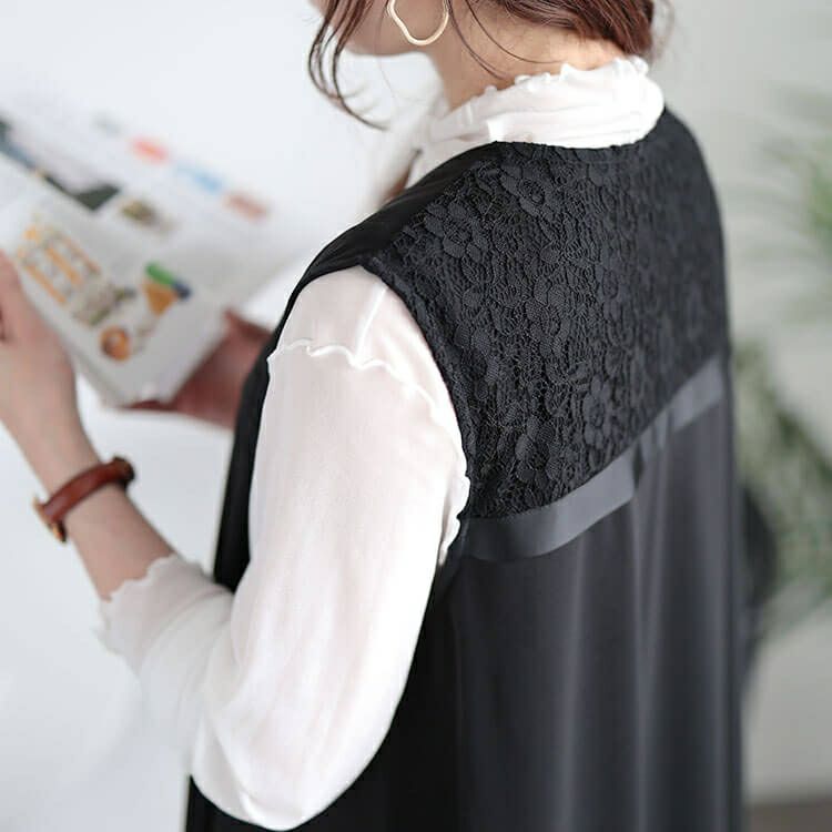 大きいサイズ レディース レース切り替えジレ　tog-1001