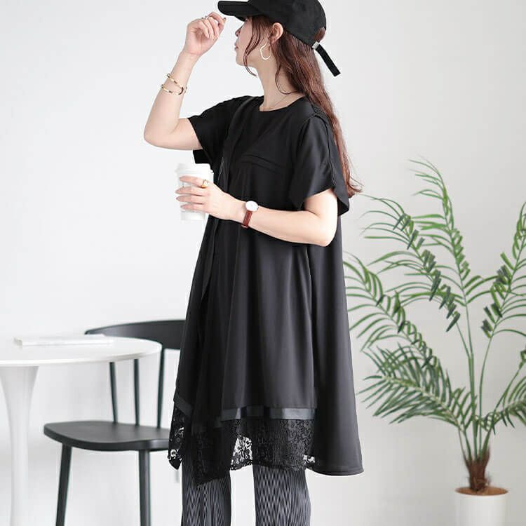 大きいサイズ レディース レース切り替えジレ　tog-1001