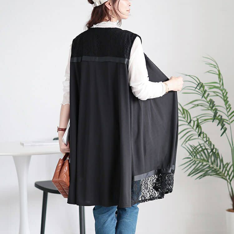 大きいサイズ レディース レース切り替えジレ　tog-1001