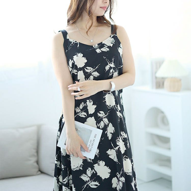 大きいサイズ レディース 花柄Aラインキャミソールワンピース　goldy-1530 【メール便可】