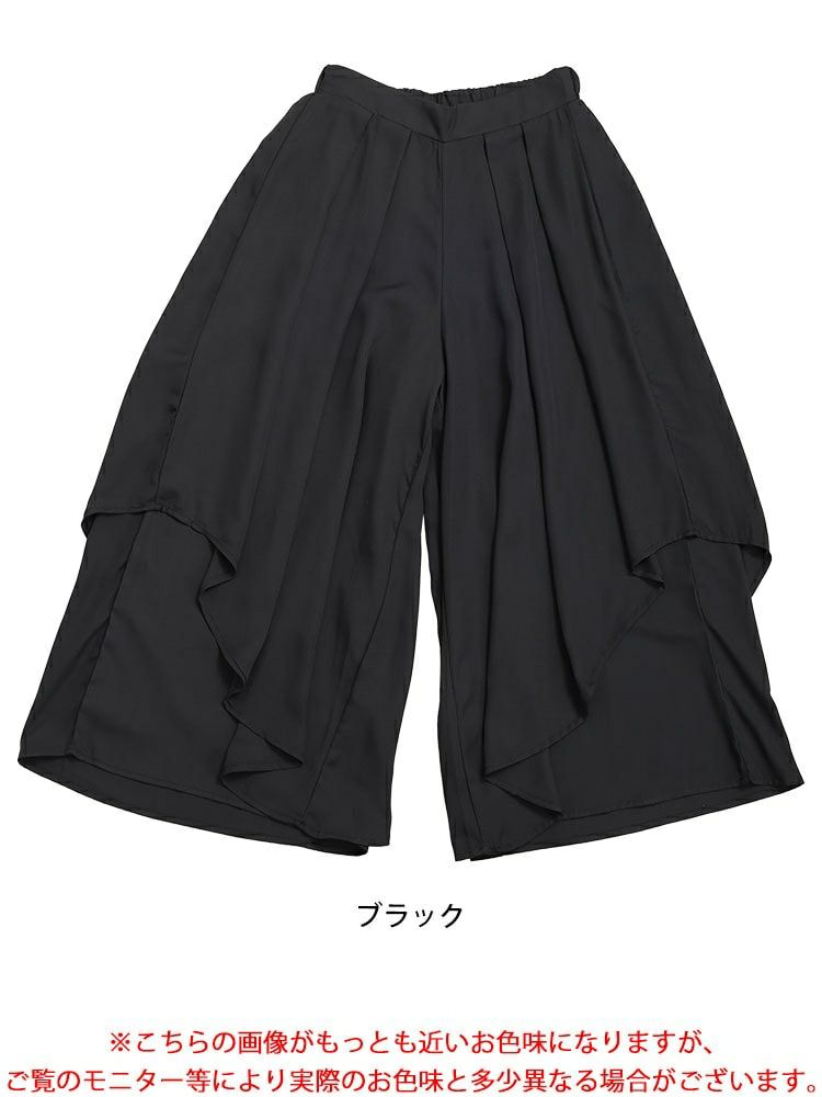 大きいサイズ レディース 変形レイヤードワイドパンツ　jpn013