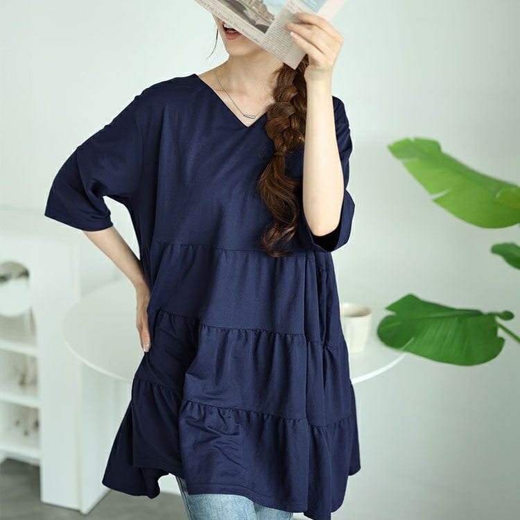 大きいサイズ レディース Vネックティアードチュニック cast-5546010