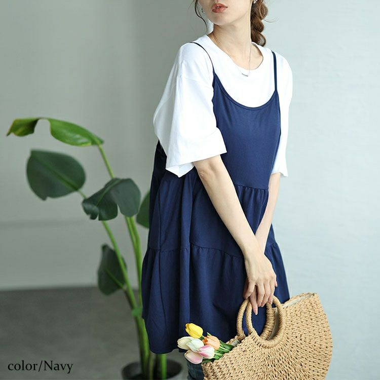 大きいサイズ レディース ティアードキャミソールチュニック　cast-5546009 【メール便可】