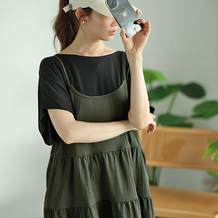 大きいサイズ レディース ティアードキャミソールチュニック　cast-5546009 【メール便可】