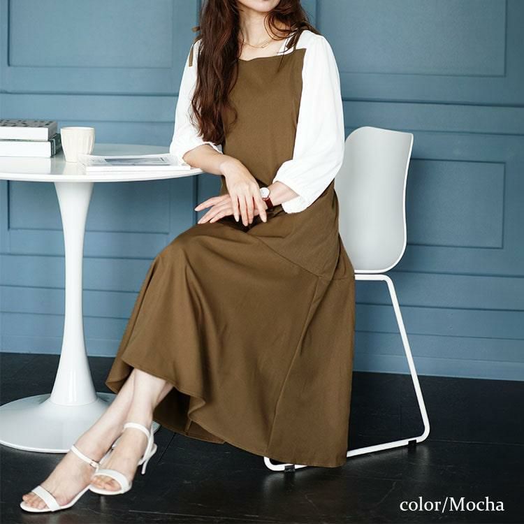 大きいサイズ レディース ブラウスドッキングマーメイドキャミワンピース　fem-511 モカ