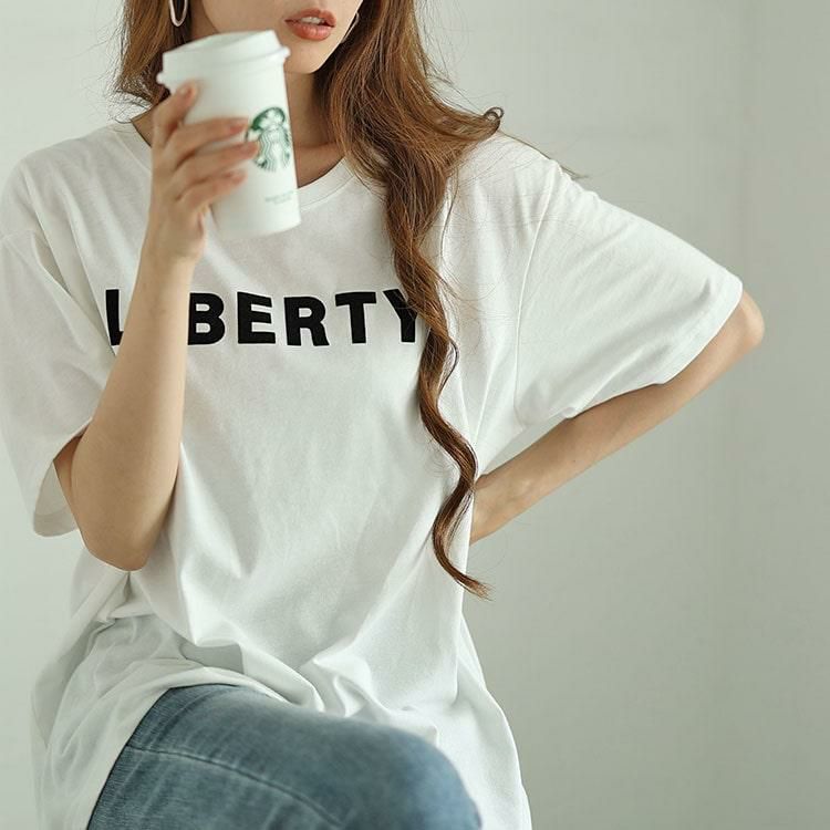 大きいサイズ レディース フロッキープリントロゴTシャツ　fem-505 【メール便可】 ホワイト