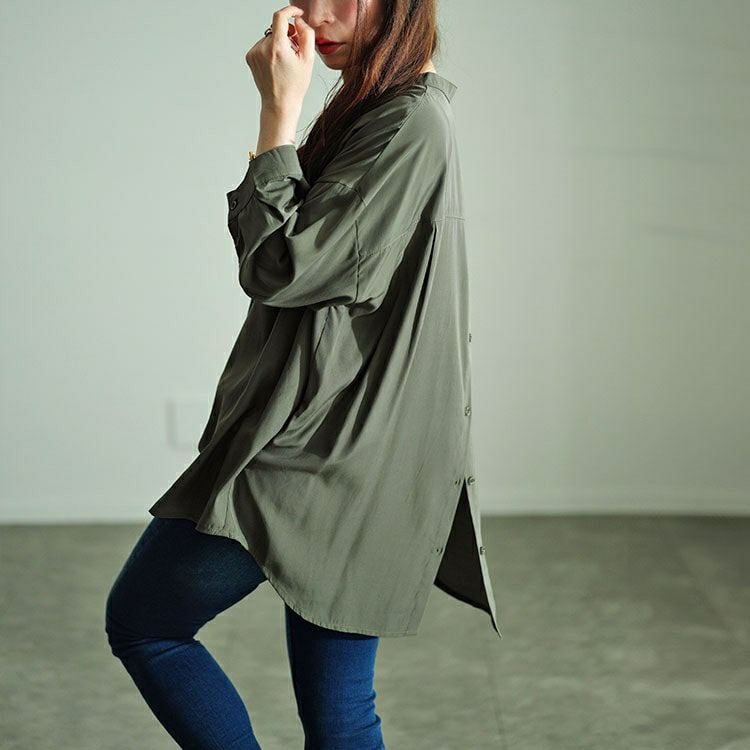 大きいサイズ レディース 前後ボタンスキッパーシャツ　fem-508 【メール便可】