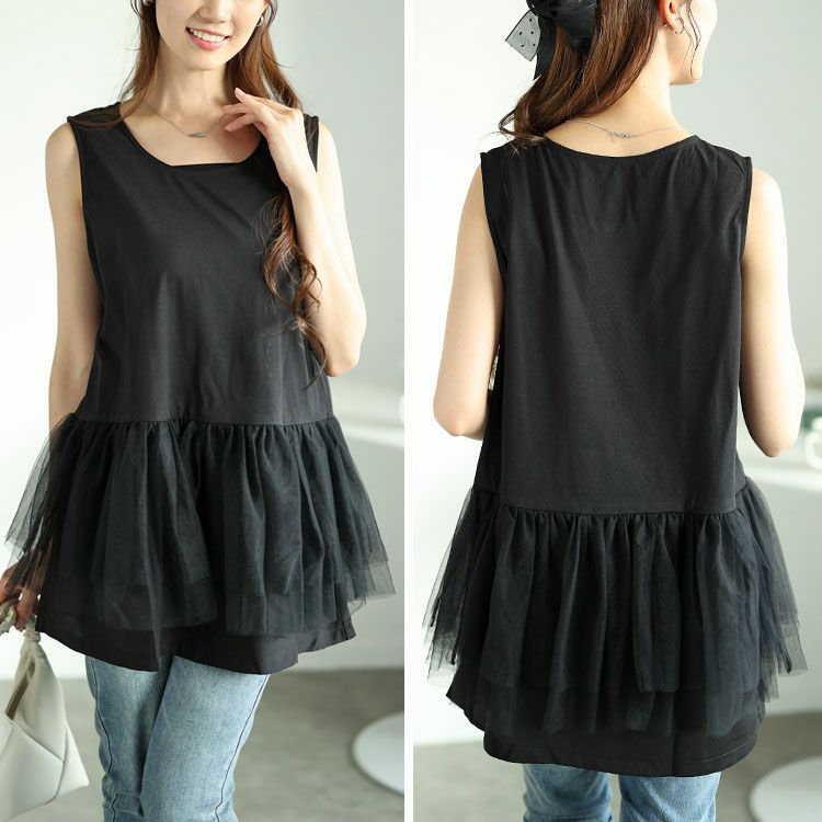 大きいサイズ レディース ウエストチュールタンクトップ　maru-30059 【メール便可】