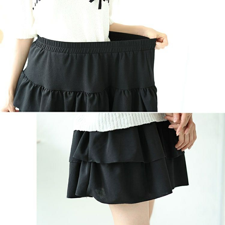 大きいサイズ レディース ティアードミニスカート　goldy-1550