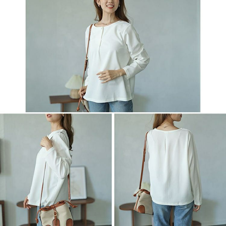 大きいサイズ レディース パールボタンロングトッパーカーディガン＆ブラウス2点セット　mncut-142542