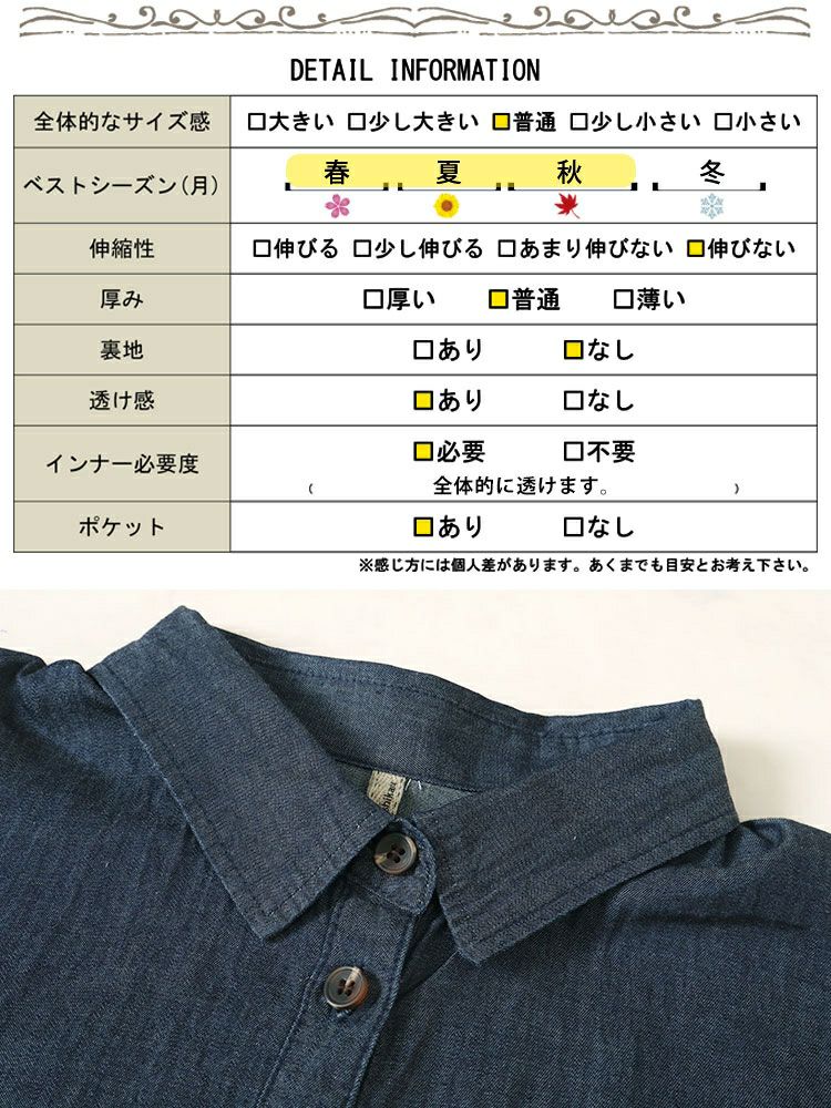 大きいサイズ レディース コットンデニムシャツ　cpdai-640539