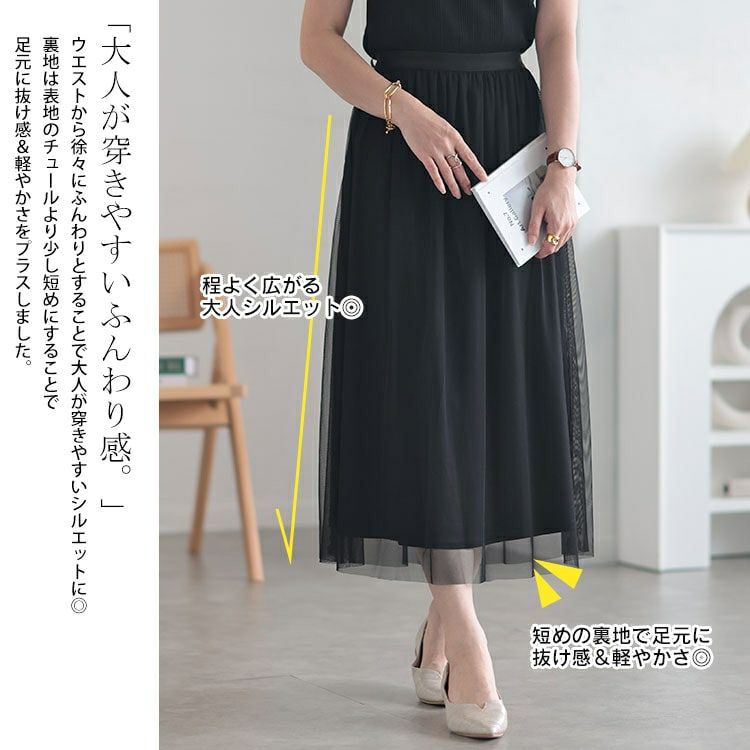 大きいサイズ レディース チュールギャザースカート　cpdai-640527