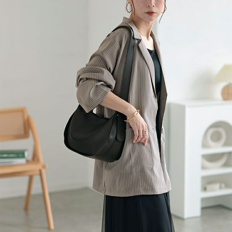 大きいサイズ レディース オーバーサイズストレッチピンストライプテーラードジャケット　and-aa1493ll