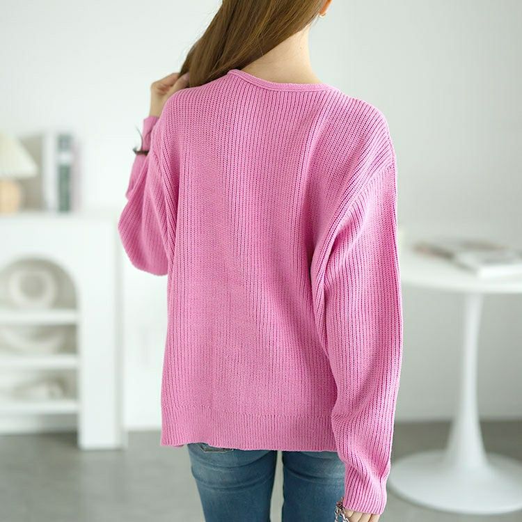 大きいサイズ レディース チェーン付きリブニット　goldy-1568