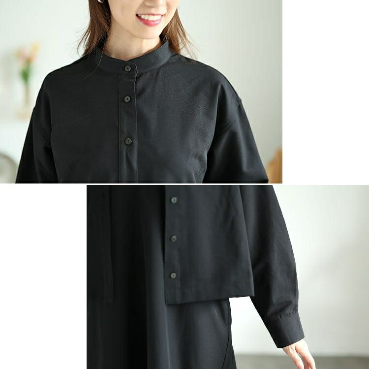 大きいサイズ レディース キーネックフレンチスリーブワンピース