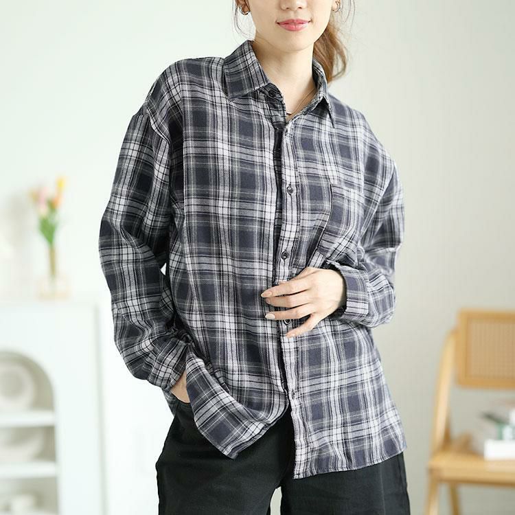 大きいサイズ レディース チェック柄ネルシャツ goldy-1563 【メール便