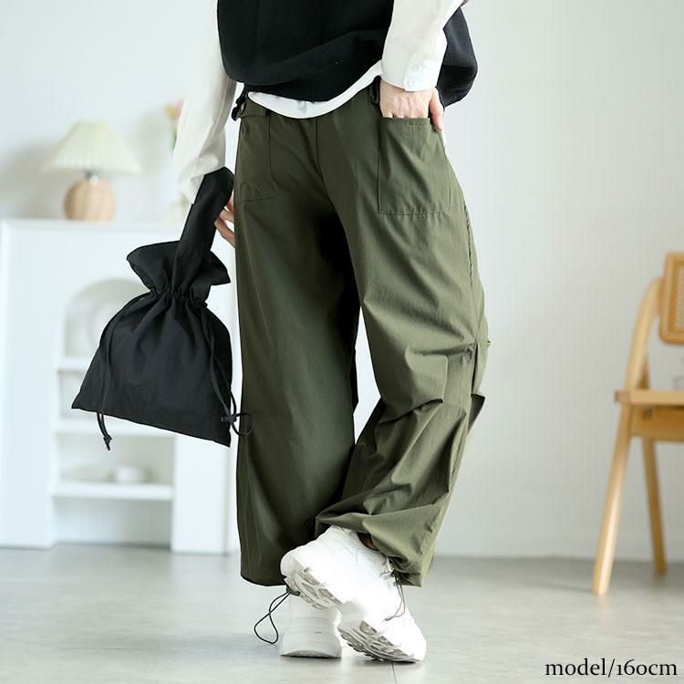 大きいサイズ レディース 裾ドローコードカーゴパンツ goldy-1554