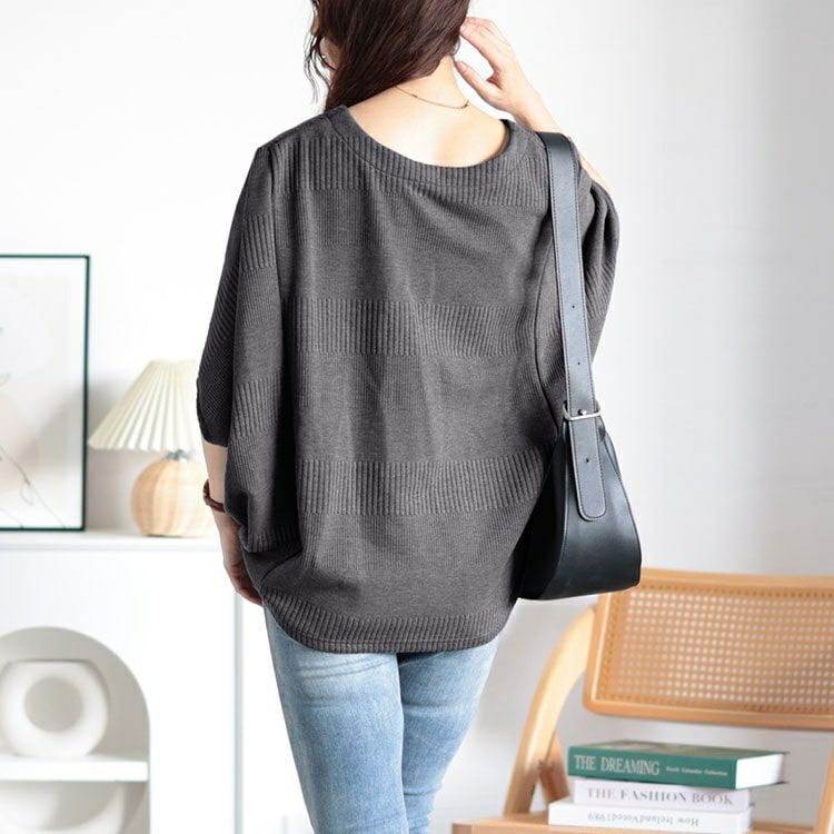 大きいサイズ レディース 変形ドルマンリブニット　plan-260510