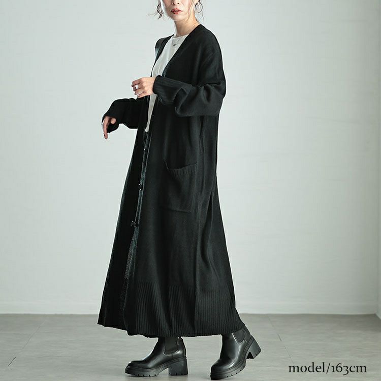 大きいサイズ レディース Vネックロングニットカーディガン kt-43004