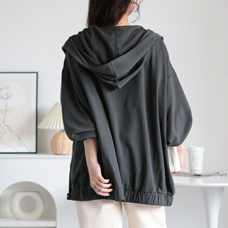 大きいサイズ レディース UVカットフルジップボリュームパーカー　map-32