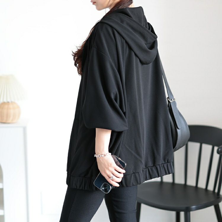 大きいサイズ レディース UVカットフルジップボリュームパーカー　map-32