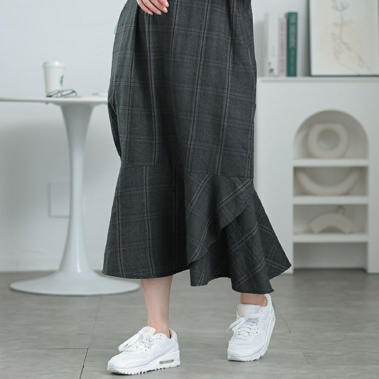 大きいサイズ レディース グレンチェックマーメイドジャンパースカート　cpdai-640552
