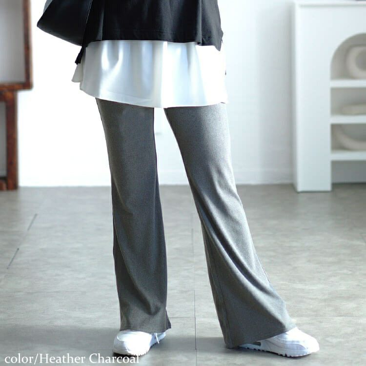 大きいサイズ レディース ストレッチテレコフレアパンツ　maru-30073