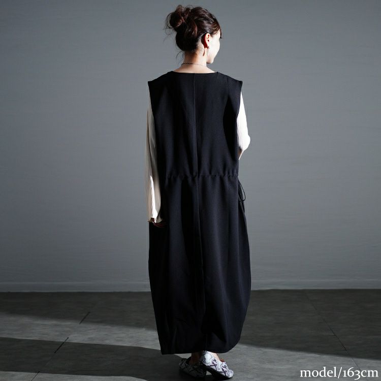 大きいサイズ レディース ドロストVネックジャンパースカート　nw-24032