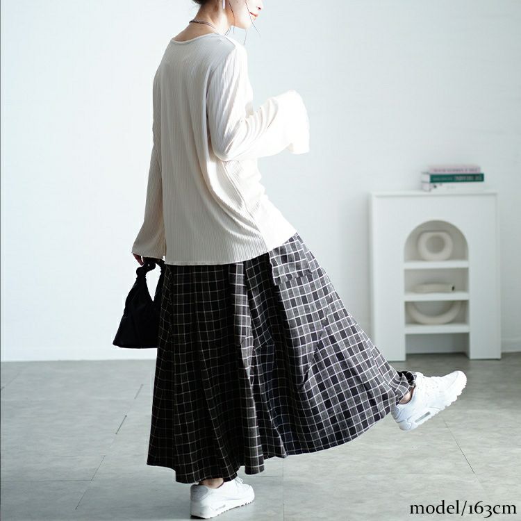 大きいサイズ レディース アシメ切り替えチェックスカート sw-0666