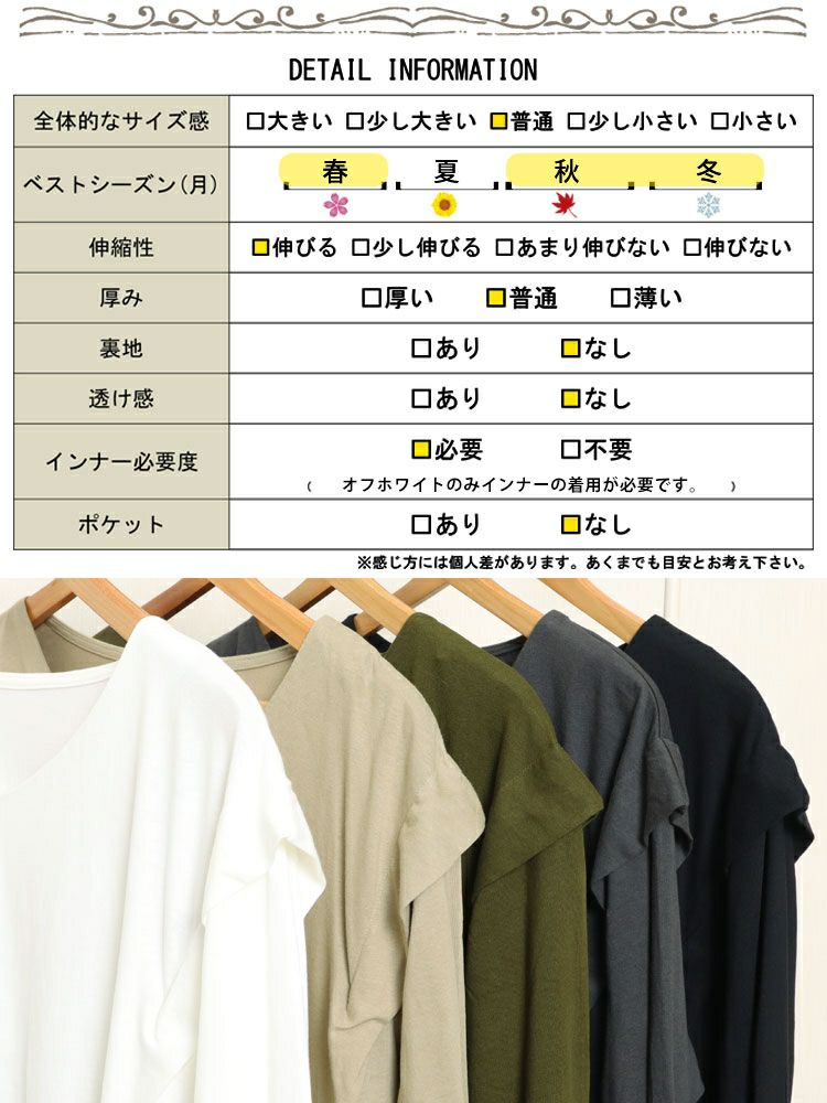 大きいサイズ レディース 肩タック裾ドロストコットンカットソー　wk-0480 【メール便可】