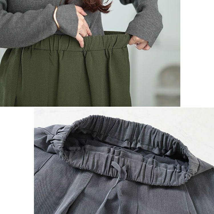 大きいサイズ レディース ウエストタックワイドプリーツスカート maru