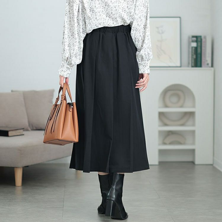 大きいサイズ レディース ウエストタックワイドプリーツスカート maru