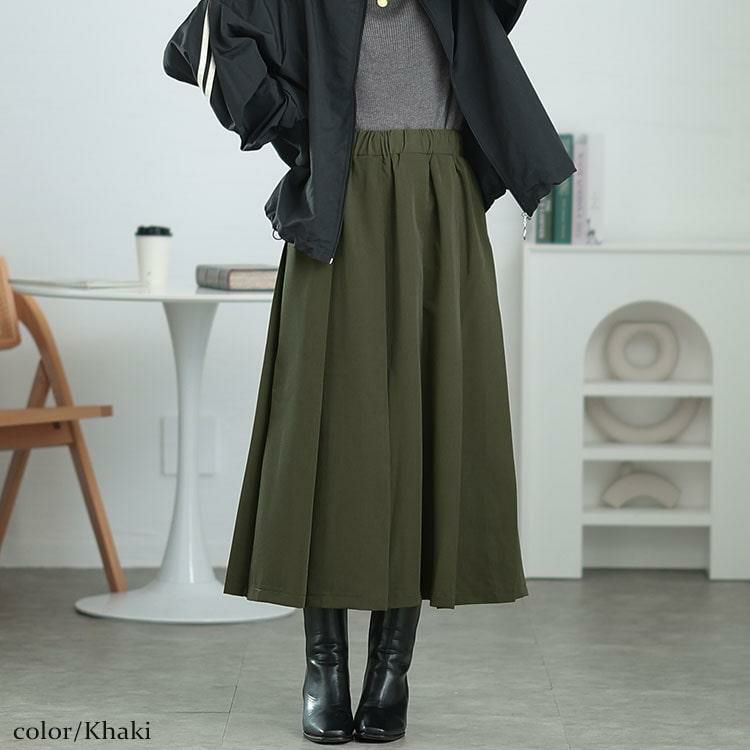 大きいサイズ レディース ウエストタックワイドプリーツスカート maru