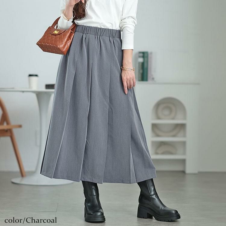 大きいサイズ レディース ウエストタックワイドプリーツスカート maru