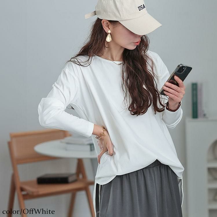 大きいサイズ レディース ラウンドヘムロングTシャツ maru-30064