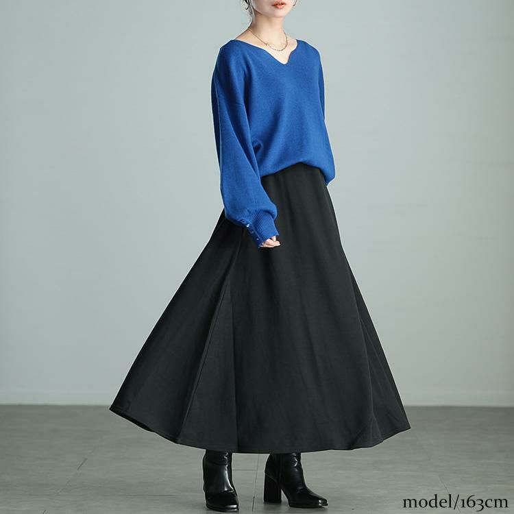 大きいサイズ レディース 裏シャギーロングフレアスカート sw-0657