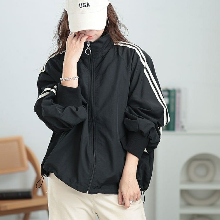 大きいサイズ レディース 裾ドロストサイドラインナイロンブルゾン tog